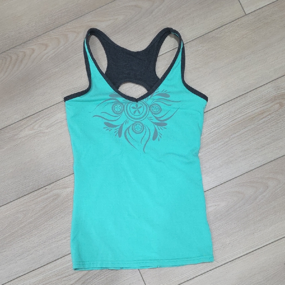 Women's Teal and Black Workout Stretchy Tank Top